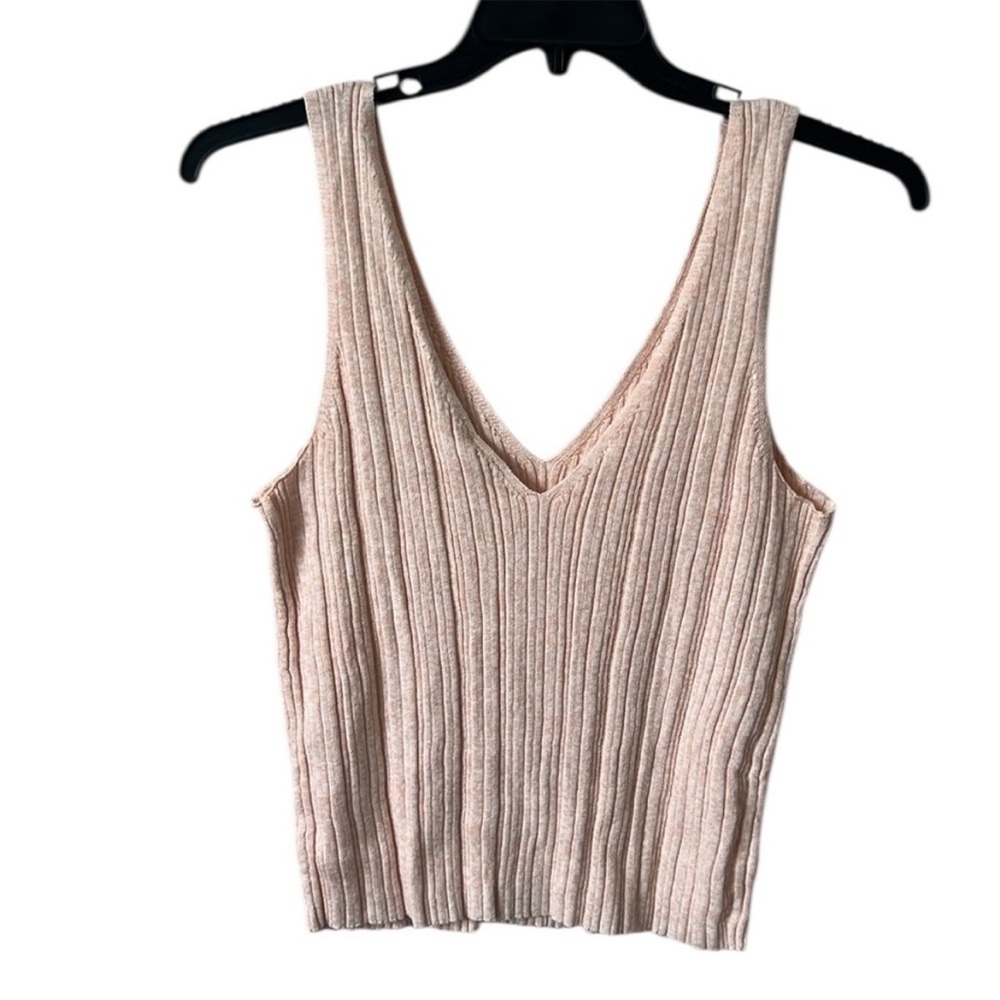 NWT Eberjey Infinite V-Neck Ribbed Sweater Tank Peach Parfait Size XL Reg. $98 - Picture 6 of 10